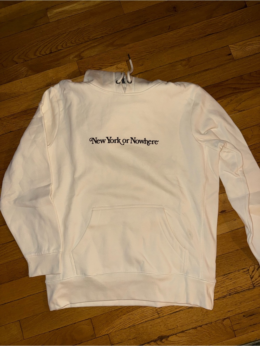 New York or Nowhere White Pullover Hoodie - Logo Chest